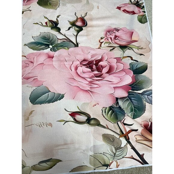 2 Pink Flower Hand Towels Decorative Towels Bathroom Elegant Rose Floral Leaf - Picture 3 of 3